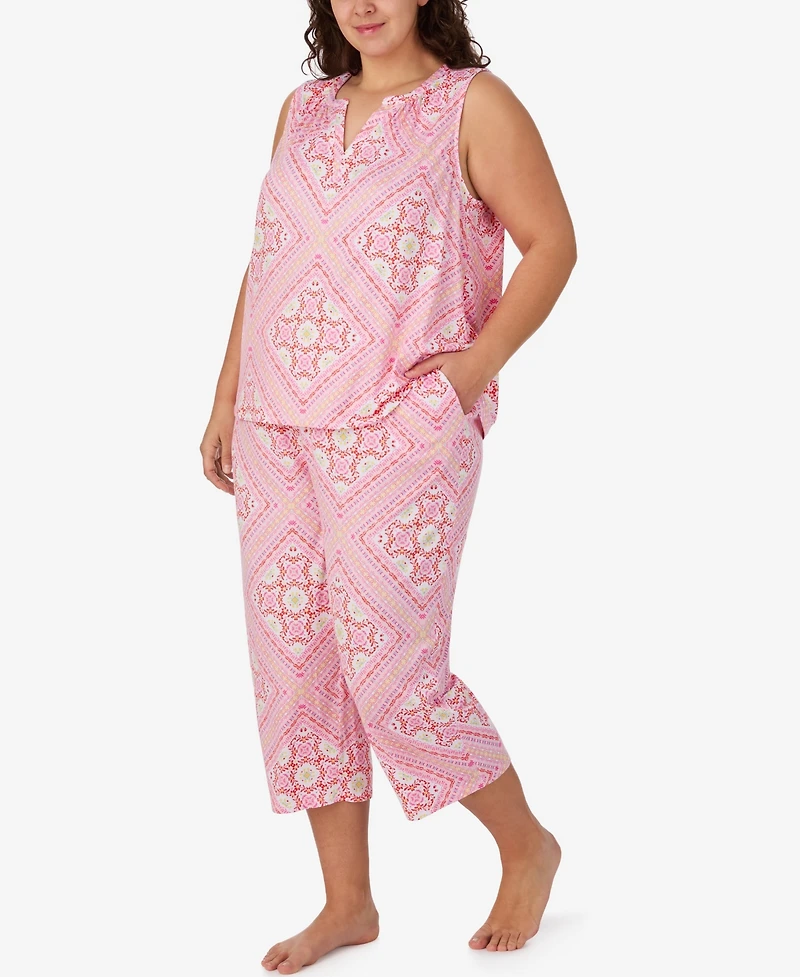 Ellen Tracy Plus Sleeveless Top & Cropped Pajama Pants, 2-Piece Set