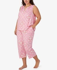 Ellen Tracy Plus Sleeveless Top & Cropped Pajama Pants, 2-Piece Set