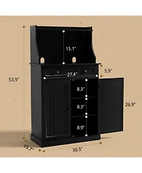 Yigii Kitchen Microwave Cabinet Stand Storage Drawers Adjustable Shelves Pantry Hutch