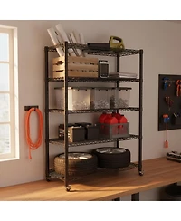 Yigii 1200LBS Heavy Duty 5 Tier Metal Shelving Adjustable Garage Storage Shelves Chrome