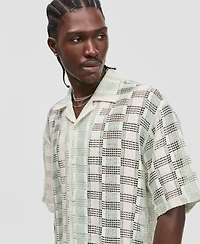 Mode of One Men's Two-Tone Textured Camp Shirt, Macy's Exclusive