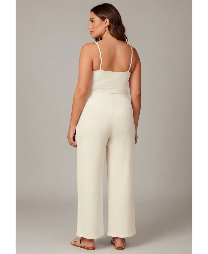 Avenue Women's Knit Gauze Smocked Wide-Leg Pants