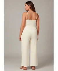 Avenue Women's Knit Gauze Smocked Wide-Leg Pants