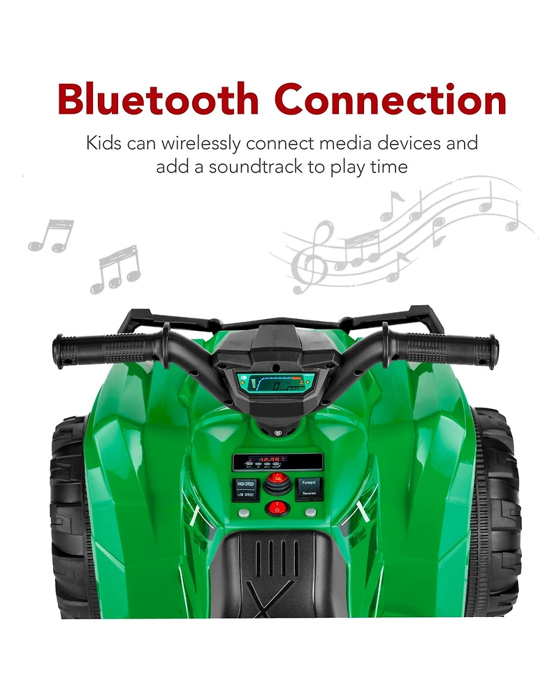 Best Choice Products 12V Kids Ride-On Atv Quad w/ Bluetooth, 2.4mph Max, Treaded Tires, Led Lights, Radio