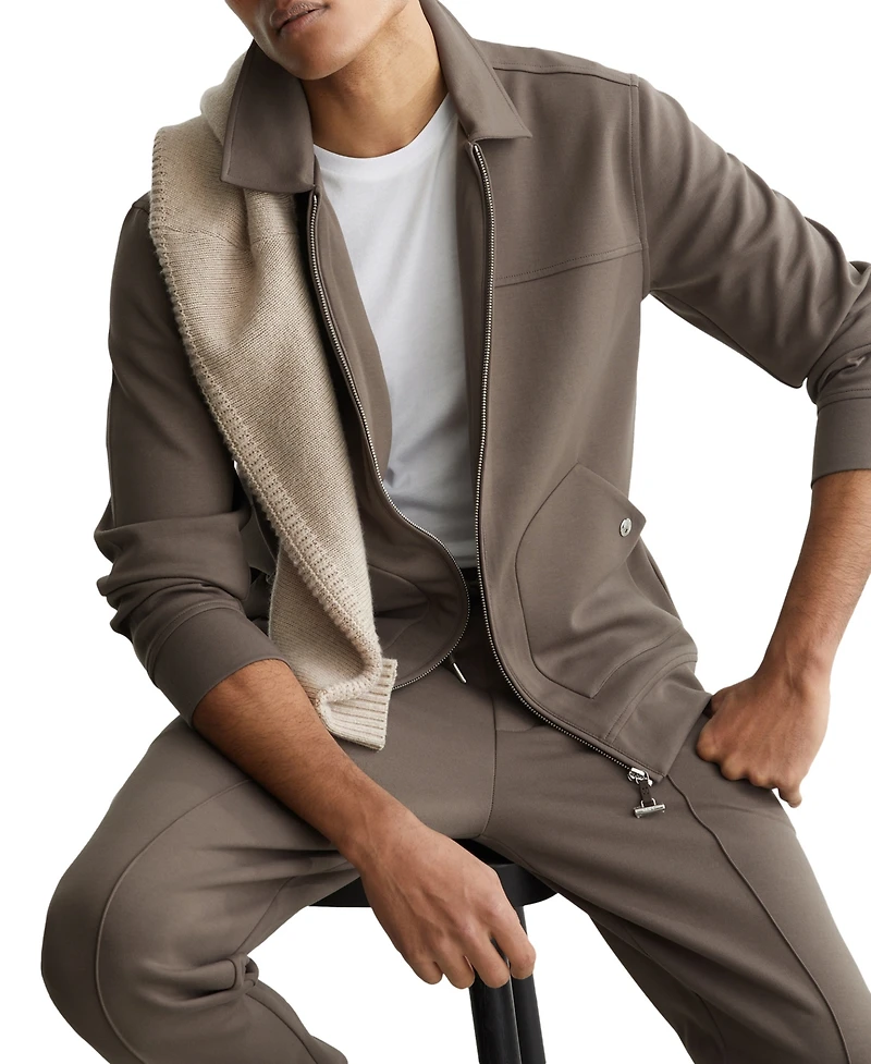 Reiss Men's Premium Interlock Zip-Through Overshirt