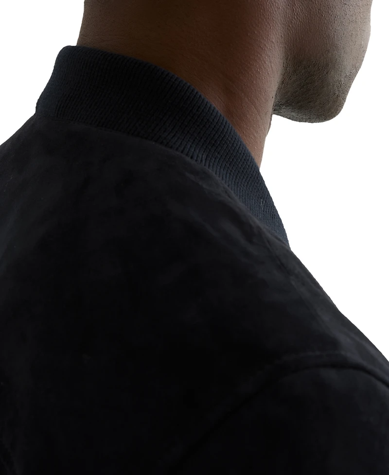 Reiss Men's Suede Zip-Through Bomber Jacket