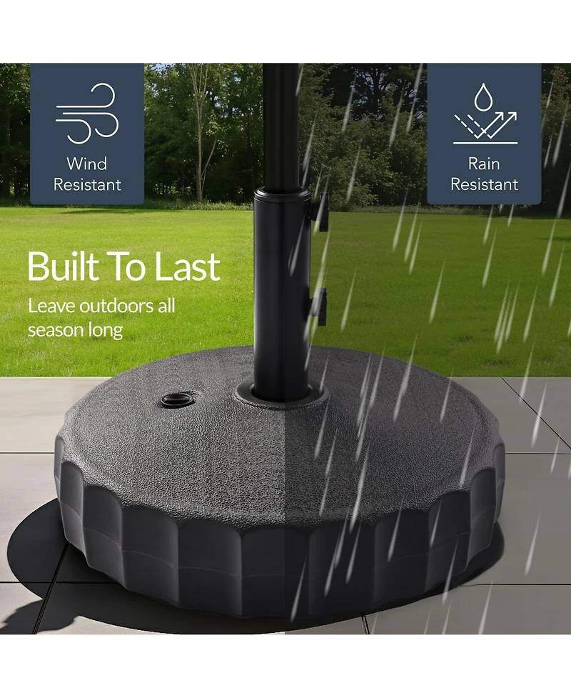 Best Choice Products Fillable Plastic Patio Umbrella Base Stand, Pole Holder w/ Adjustment Knob, Fluted Style - Black