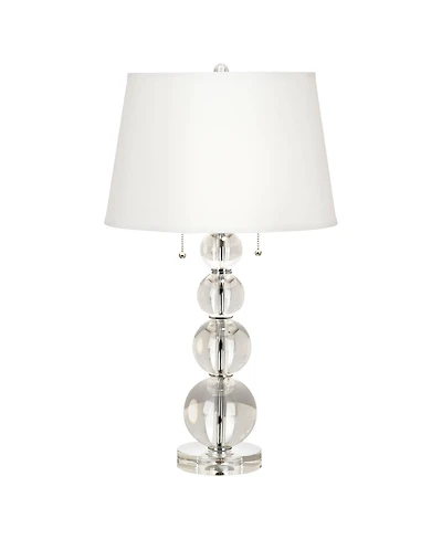 Vienna Full Spectrum Chic Style Table Lamp with Table Top Dimmer 26.5" High Crystal Spheres Glass Fabric Drum for Living Room Bedroom