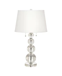 Vienna Full Spectrum Chic Style Table Lamp with Table Top Dimmer 26.5" High Crystal Spheres Glass Fabric Drum for Living Room Bedroom