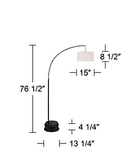 360 Lighting Cora Modern Arc Floor Lamp with Riser 76 1/2" Tall Metal Linen Drum Shade for Living Room Reading Bedroom Office House Home