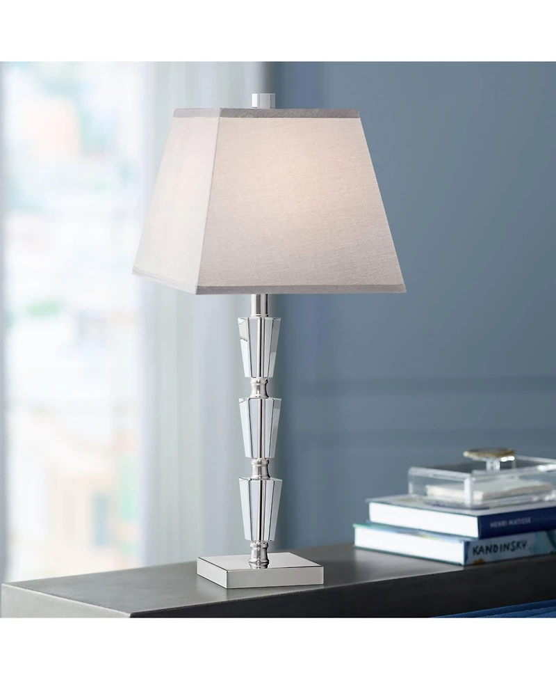 Vienna Full Spectrum Deco Collection 27" Tall Modern Table Lamp Chrome Finish Metal Stacked Crystal Single Living Room Bedroom