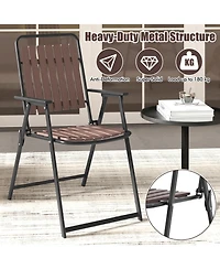 Sugift 4 pcs Patio Folding Chairs with Pp Seat and Back and 400 Lbs Heavy-Duty Metal Frame