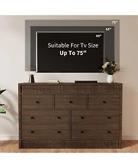 gaomon Drawer Dresser for Bedroom, Wide Wooden Chest of Drawers, Fluted Storage Organizer for Living Room, Hallway and Entryway