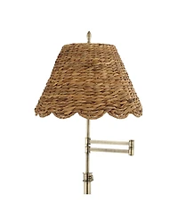 360 Lighting Westbury Coastal 70" Tall Standing Floor Lamp Adjustable Height Metal Antique Brass Finish Water Grass Shade