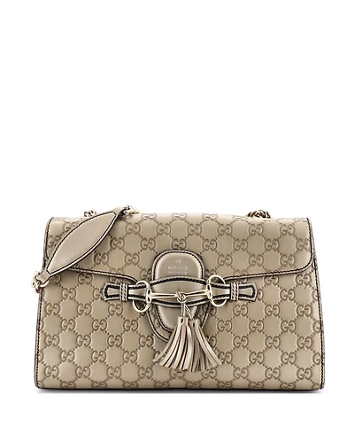 Pre-Owned Gucci Medium Emily Chain Flap Bag Guccissima Leather