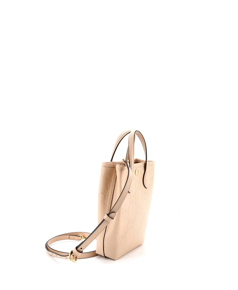 Pre-Owned Gucci Mini Vertical Tote Gg Embossed Leather