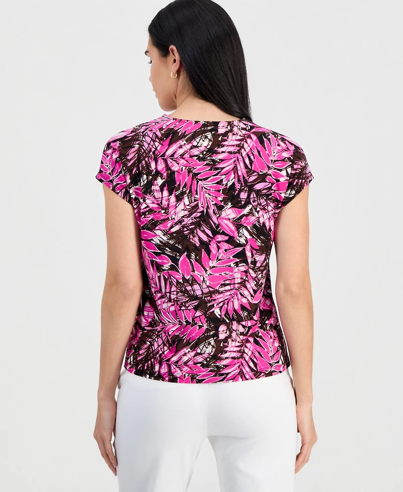 Jones New York Petite Printed Round-Neck Top