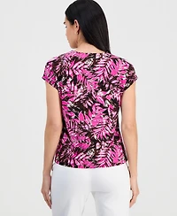 Jones New York Petite Printed Round-Neck Top