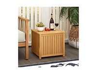 Slickblue Acacia Wood Outdoor Side Table with Storage, Slatted Design