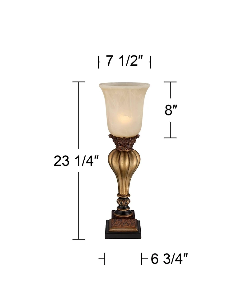 Regency Hill Traditional Accent Table Lamp 23 1/4" High Gold Uplight Alabaster Glass Shade for Bedroom Living Room Nightstand