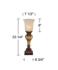 Regency Hill Traditional Accent Table Lamp 23 1/4" High Gold Uplight Alabaster Glass Shade for Bedroom Living Room Nightstand