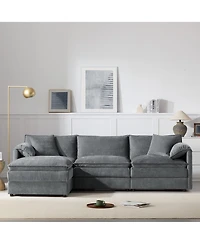 Clihome 103" Chenille Modular Sectional Sofa with Deep and Wide Seat,L Shaped Cloud Couch Set with Double Cushions,4 Seat Sofa with Movable Ottoman