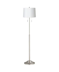 360 Lighting Abba Modern Floor Lamp Standing 66" Tall Brushed Nickel Metal Hardback Drum Shade for Living Room Bedroom Office House Home