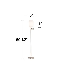 360 Lighting Modern Swing Arm Floor Lamp 60.5" Tall Cotton Cylinder Shade for Living Room Reading Bedroom Office