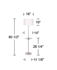 360 Lighting Caper Modern Floor Lamps with Tray Table 60 1/2" Tall Set of 2 Usb and Outlet Fabric Drum Shade for Living Room