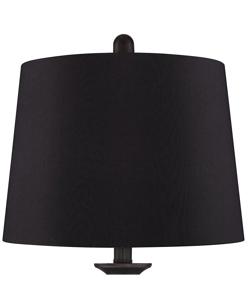 Regency Hill Ben Rustic Farmhouse Table Lamps 25" High Set of 2 Dark Bronze Faux Silk Drum Shade for Bedroom Living Room Bedside Office