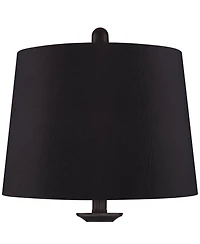 Regency Hill Ben Rustic Farmhouse Table Lamps 25" High Set of 2 Dark Bronze Faux Silk Drum Shade for Bedroom Living Room Bedside Office