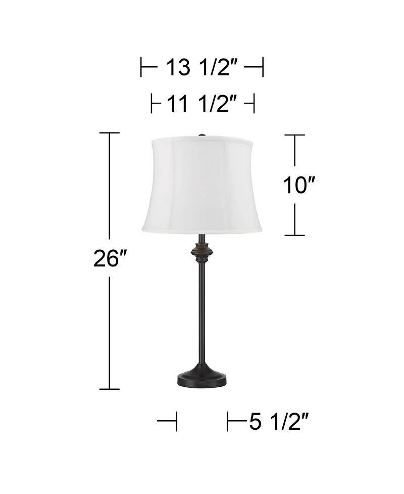 360 Lighting Lynn Modern Industrial Buffet Table Lamps 26" High Set of 2 Metal Softback Drum Shade for Bedroom Living Room Bedside Family