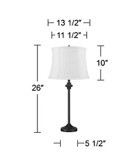 360 Lighting Lynn Modern Industrial Buffet Table Lamps 26" High Set of 2 Metal Softback Drum Shade for Bedroom Living Room Bedside Family