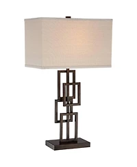360 Lighting Kory Industrial Table Lamp 29" Tall Bronze Metal with Usb Charging Port Rectangular Shade for Bedroom Living Room Bedside Nightstand Kids