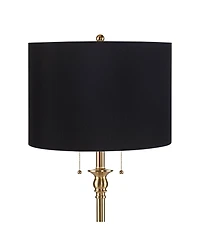 360 Lighting Dyna Traditional 58" Tall Standing Floor Lamp Skinny Pole Pull Chain Gold Antique Brass Finish Drum Shade