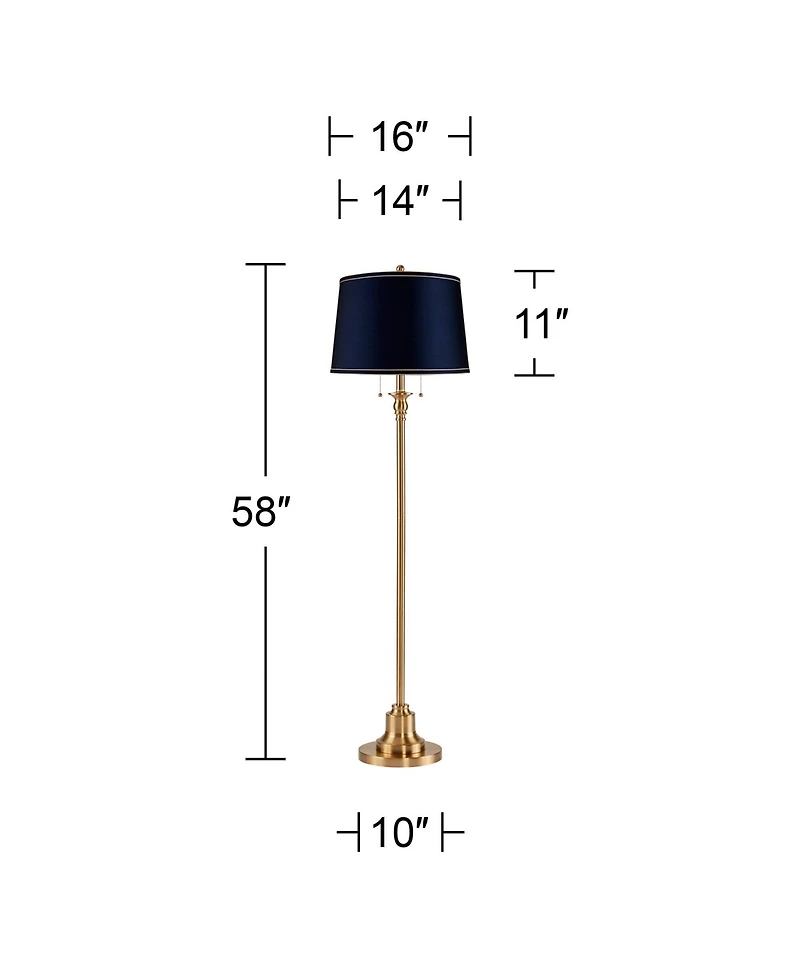 360 Lighting Dyna 58" High Antique Brass and Drum Shade 2-Light Floor Lamp