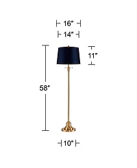 360 Lighting Dyna 58" High Antique Brass and Drum Shade 2-Light Floor Lamp