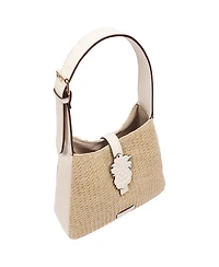 Tommy Bahama Logo Tab Raffia Hobo Bag – Woven Straw Shoulder Bag with Pineapple Accent