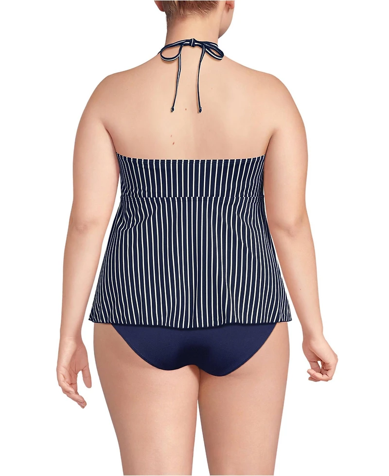 Lands' End Plus Flutter High Neck Halter Tankini Top