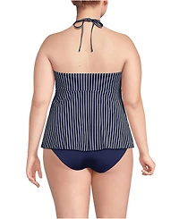 Lands' End Plus Flutter High Neck Halter Tankini Top
