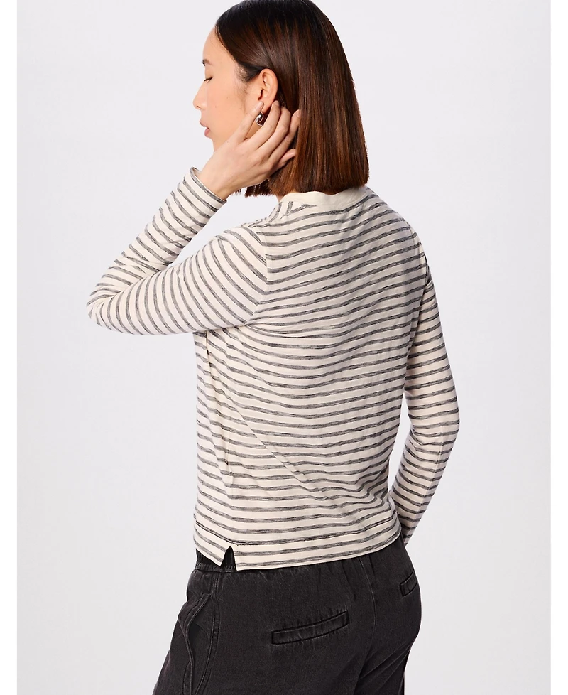Whistles Women's Stripe Crew Neck Pocket Top