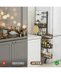 Yigii 6-tier Slim Corner Shelf Spice Rack with Pull-Out Baskets Narrow Storage Organizer for Kitchen Bathroom