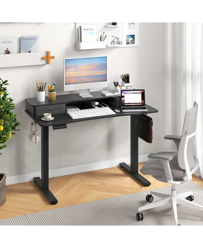 Sugift Height Adjustable Electric Standing Desk with 2 Drawers