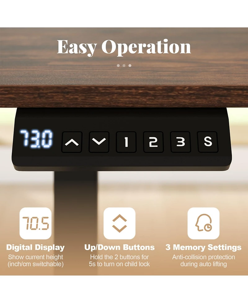 Sugift Ergonomic Electric Standing Desk with 3 Memory Settings for Home Office