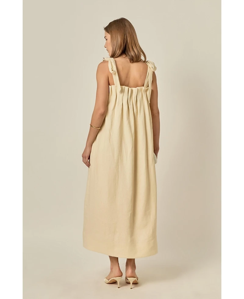 English Factory Women's Pearl Detailed Midi Linen Dress