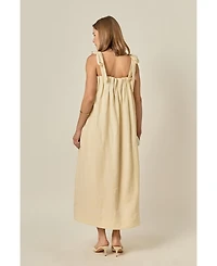 English Factory Women's Pearl Detailed Midi Linen Dress