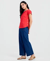 Jones New York Petite Boat-Neck Short-Sleeve Blouse