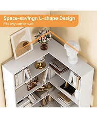 gaomon 70.9" 6-Tier L-Shaped Corner Bookshelf with Baffles, Tall Storage and Display Rack
