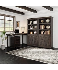 gaomon 68.7" 5-Tier Farmhouse Wooden Bookcase with Cabinet Doors, Retro Bookshelf for Home and Bedroom