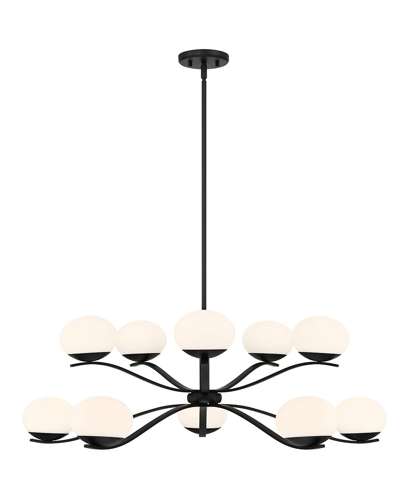 Possini Euro Design Corus Matte Chandelier 37 3/4" Wide Modern Tiered Led Glass 6-Light Fixture for Dining Room House